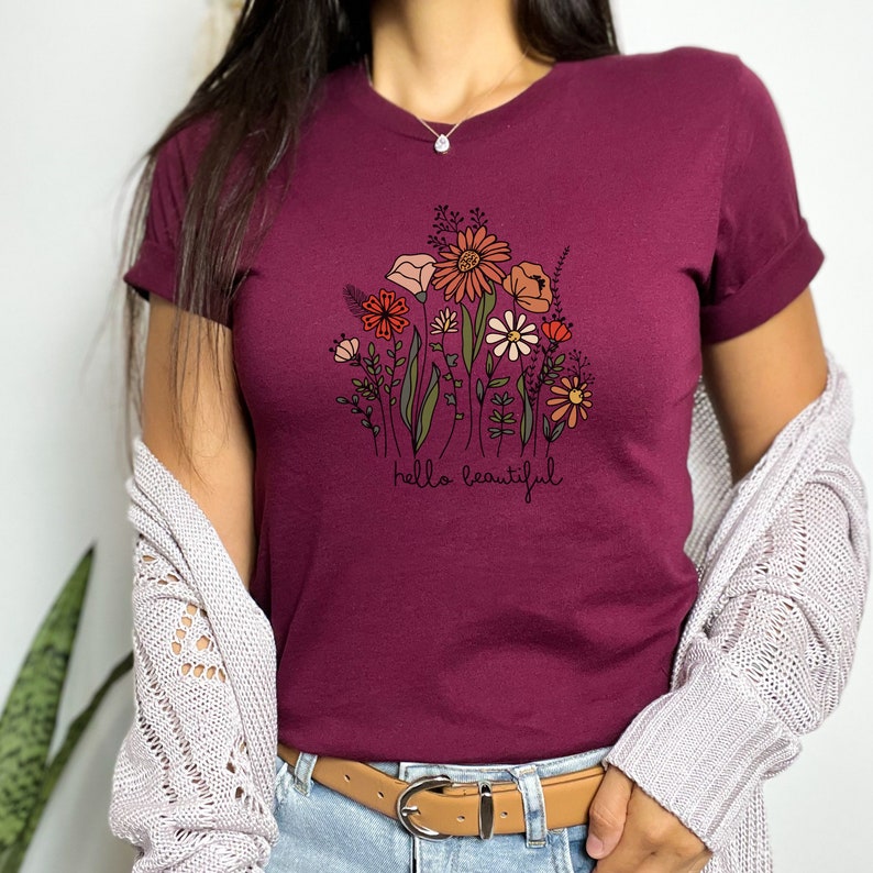 Vintage Wildflower T-Shirt | Boho Cottagecore Shirt | Oversized Flower Shirt | Botanical Nature Shirt | Self-Love Shirt Flowers | Plants image 7