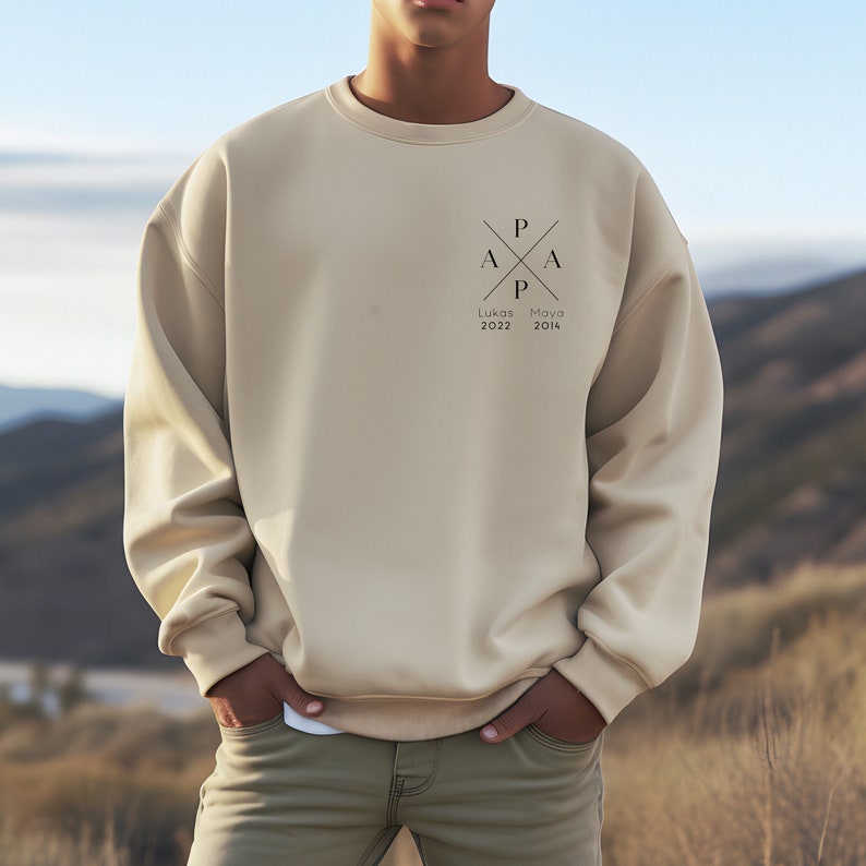 Sudadera con capucha de papá personalizada con nombre y año, regalo de camiseta de padre, anuncio de papá expectante, día del padre, sudadera de papá genial imagen 7