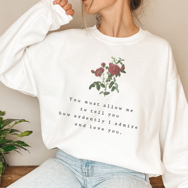 Dark Academia Vintage Sweater, Stolz und Vorurteil Jane Austen Shirt, Old Money, Buch T-Shirt, Herr Darcy Zitat, Bücherwurm, Bookish Gift