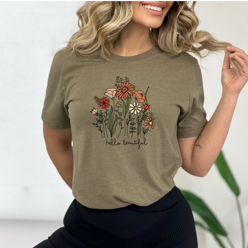 Vintage Wildflower T-Shirt | Boho Cottagecore Shirt | Oversized Flower Shirt | Botanical Nature Shirt | Self-Love Shirt Flowers | Plants image 2