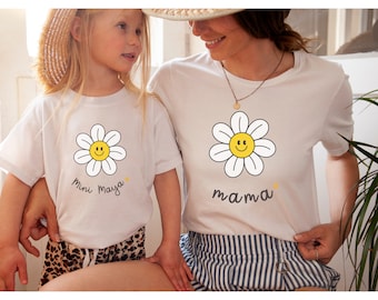 Boho maman mini tenue assortie, hauts assortis bébé en bas âge, chemise à fleurs, mère enfant, ensemble cadeau nouvelle maman, fête des mères, famille de naissance