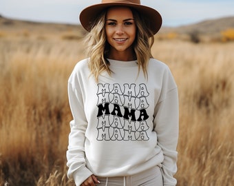 Pull rétro maman, t-shirt maman, sweat maman cadeau naissance, police groovy, fête des mères, pull nouvelle maman, sweat maman, annonce bébé