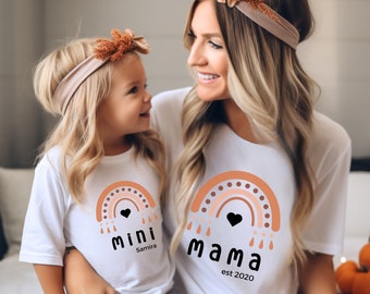 Mini abito coordinato per mamma Boho, top coordinati per neonati, arcobaleno, madre e figlio, set regalo per neomamme, festa della mamma, famiglia di nascita