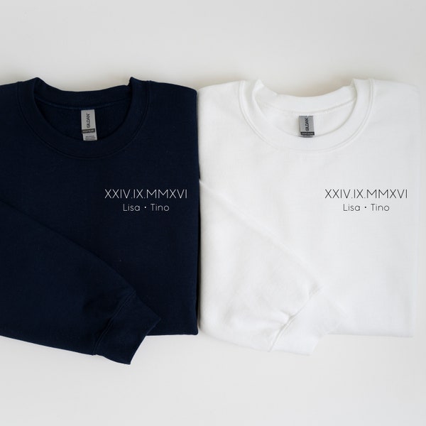 Sweat à capuche personnalisé pour couple, pull numéro de l’année romaine pour les couples, T-shirt pour couples, chemise de couple assortie, anniversaire de mariage, Saint-Valentin