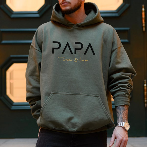 Sweat à capuche papa personnalisé avec nom, cadeau de t-shirt père, annonce de papa attendu, fête des pères, sweat-shirt cool papa, meilleur papa