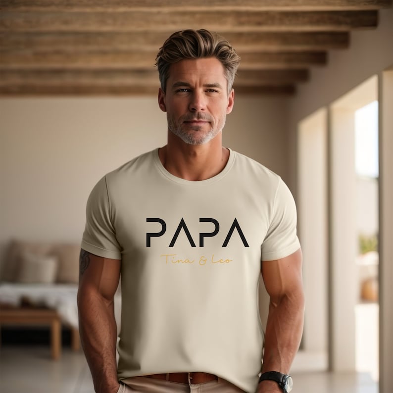 Papa T-Shirt personalisiert mit Name, Vater Hoodie Geschenk, werdender Papa Ankündigung, Vatertag, Cooles Papa Sweatshirt, bester Papa Bild 5