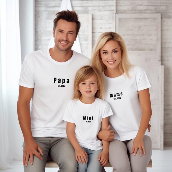 Mama Papa Mini Baby T shirt Matching Outfit for Family Parents Sweater Baby Toddler Matching Sweaters Mom Dad Mini Baby Shirt Etsy Canada
