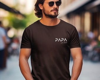 Papa T-Shirt personalisiert mit Name und Jahreszahl, Vater Hoodie Geschenk, werdender Papa Ankündigung, Vatertag, Cooles Papa Sweatshirt