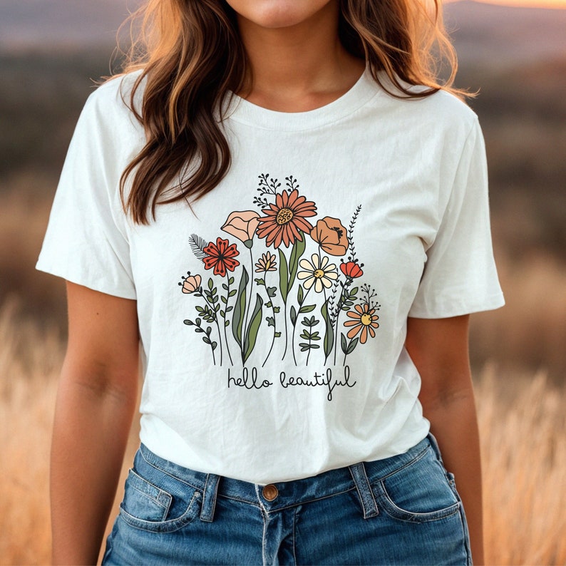 Vintage Wildflower T-Shirt | Boho Cottagecore Shirt | Oversized Flower Shirt | Botanical Nature Shirt | Self-Love Shirt Flowers | Plants image 4