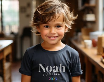 Personalized schoolchild shirt with name & year, first day of school, first grader, gift for boys and girls, first day of school 2026 gifts