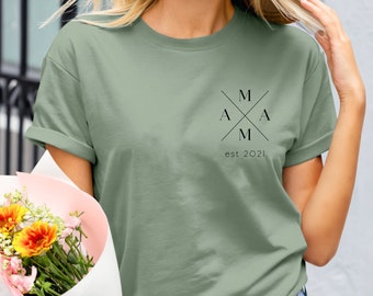 Sweat à capuche personnalisé pour maman avec nom et année, T-shirt cadeau pour maman, Annonce de grossesse, Fête des mères, Pull pour maman