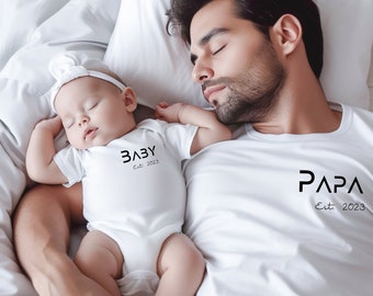 Mama Papa Mini Baby T-shirt, bijpassende outfit voor familie, ouders trui, baby, peuter, bijpassende truien, moeder vader mini, babyshirt