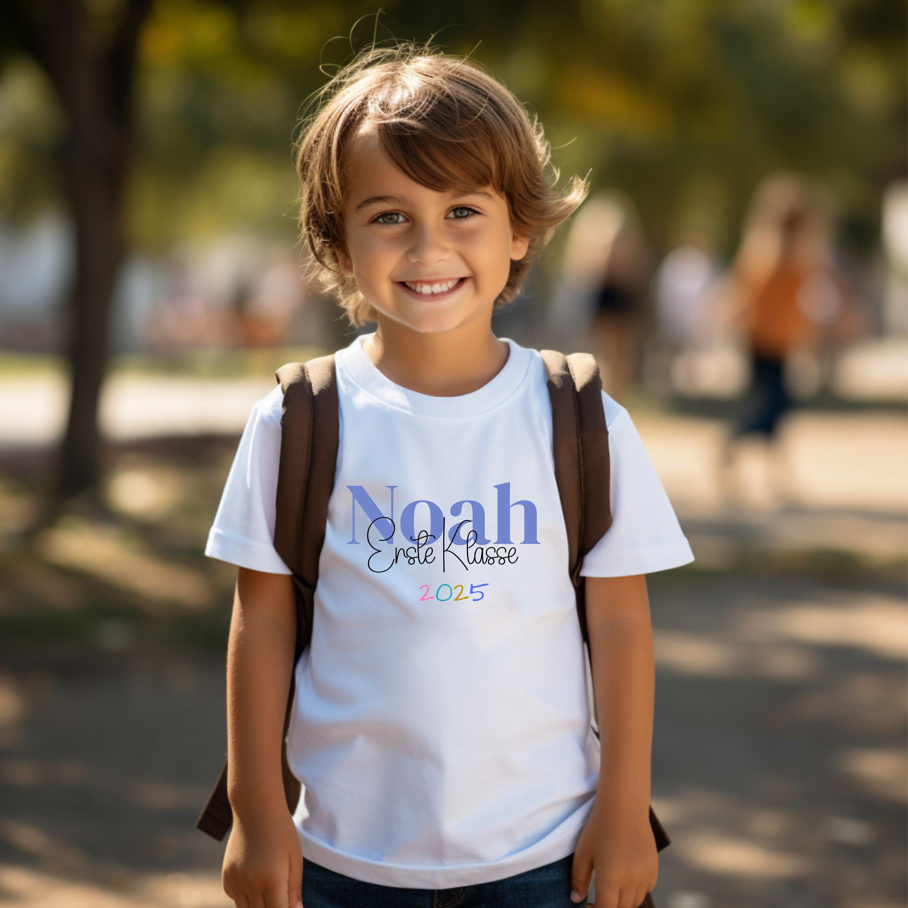 Maglietta Personalizzata Per Bambini Prima Classe 2025 Con Nome – Inizio Scuola Elementare – 100% Cotone