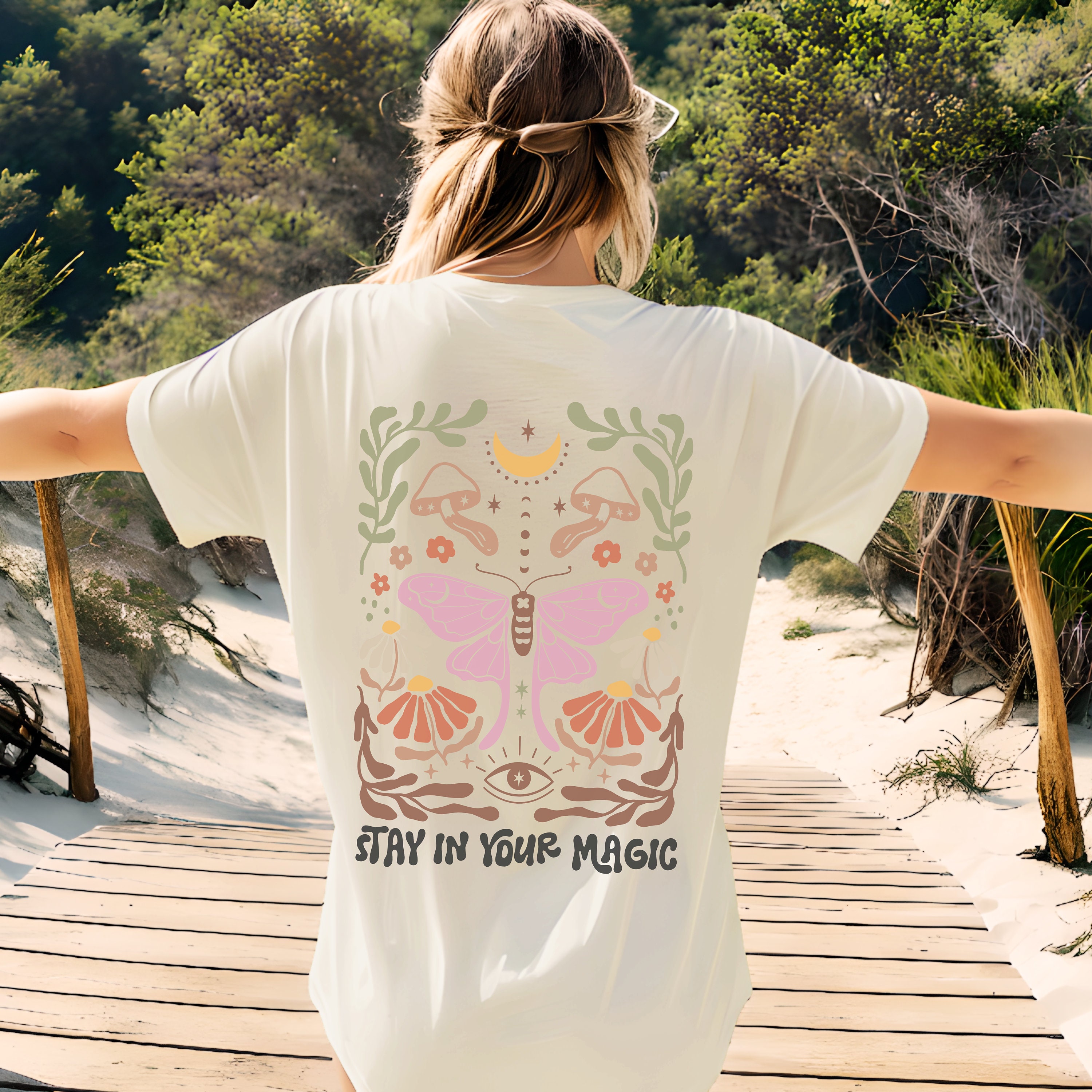 Bohemian Sweatshirt Backprint, Boho Butterfly, Retro Back