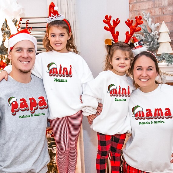 Personalized Christmas Family Outfit Matching Mom Dad Mini Baby Christmas Family T shirts Sweaters Matching Outfits Christmas Etsy UK