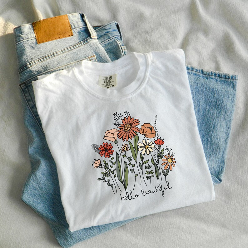 Vintage Wildflower T-Shirt | Boho Cottagecore Shirt | Oversized Flower Shirt | Botanical Nature Shirt | Self-Love Shirt Flowers | Plants image 5