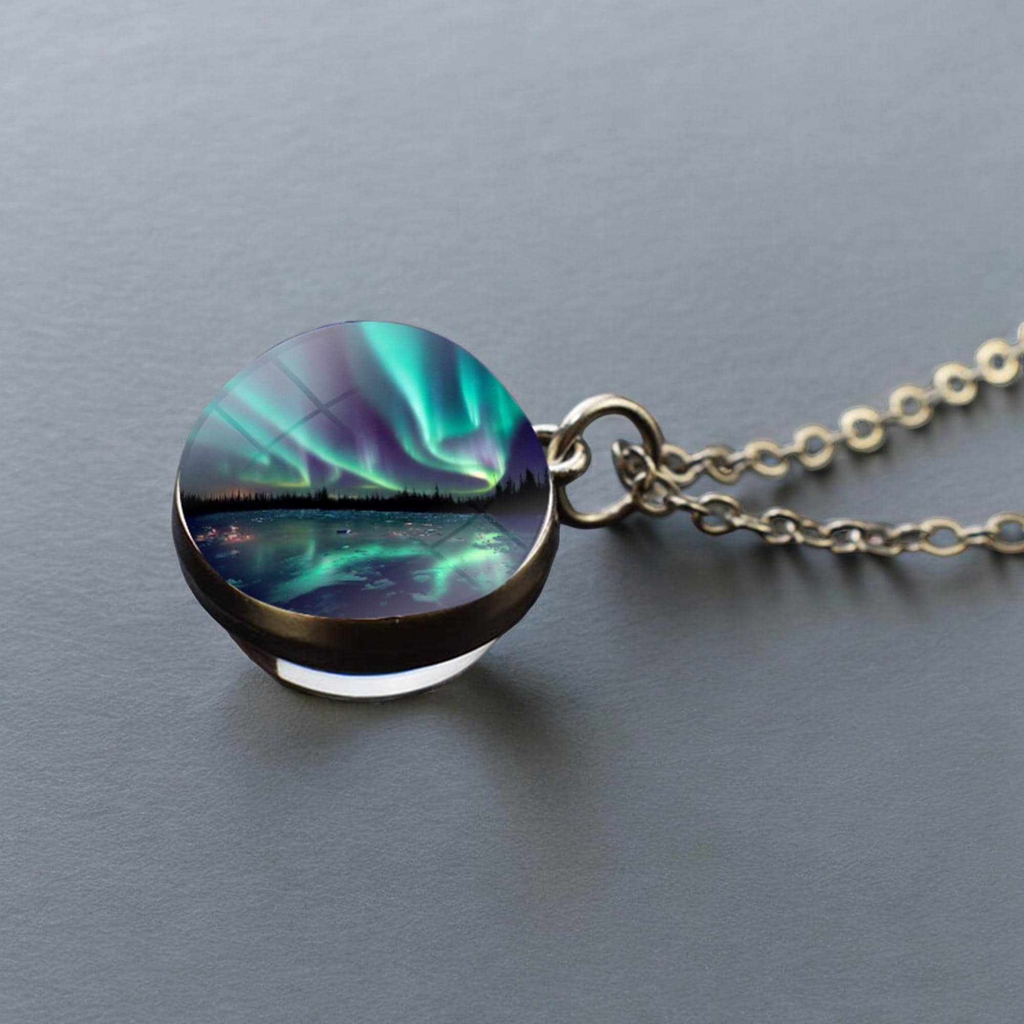 Luminous Aurora Borealis Silver Necklace - Northern Light