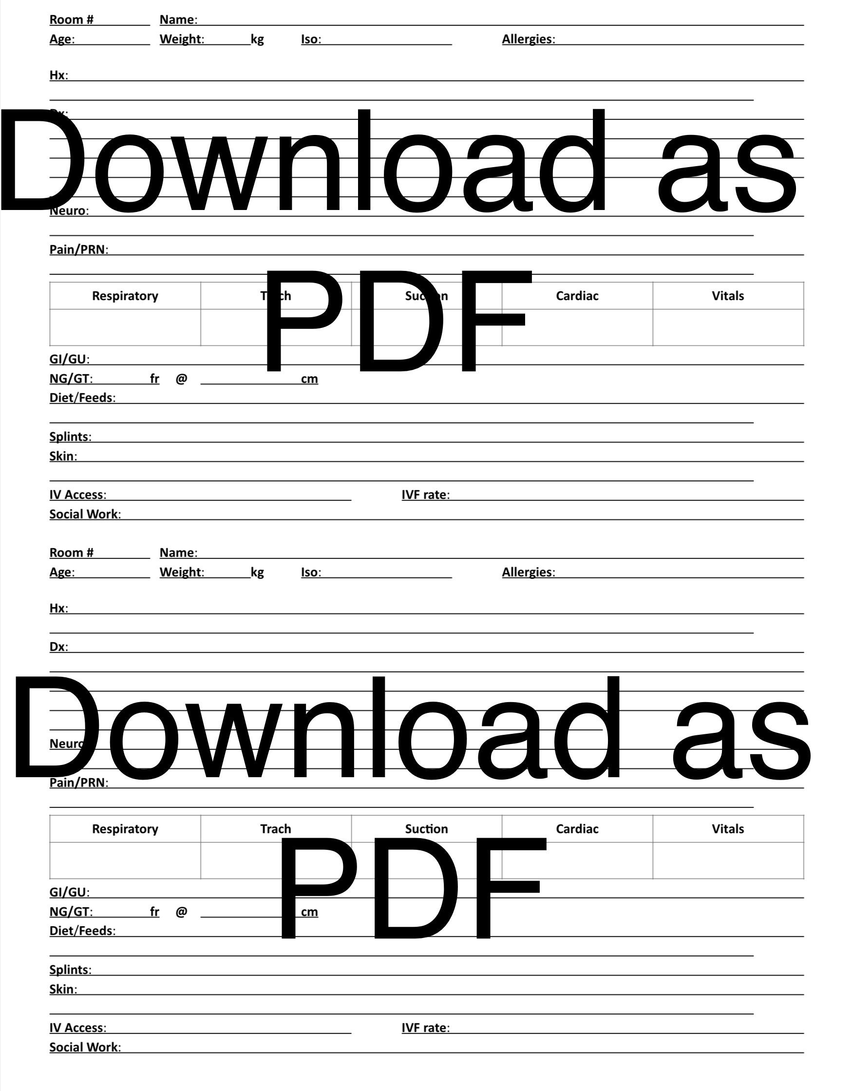 Nursing Report Sheet - Etsy