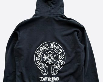 東京限定品♪【CHROME HEARTS】Horseshoe Hoodie Zip-Up Black Chrome Hearts Chrome Hearts Horseshoe Floral Cross-Sleeve