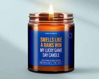 Smells Like a Rams Win Football Candle - Game Day Gifts For Men - Sports Candles Ideal Los Angeles Rams Fan Gift -Housewarming Gift - SS202