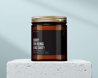 Funny Apology Candle, Sorry for Being a Big Shit, Sassy Gift for Her or Him, Soy Amber Jar Candle, Relationship or Friend Gift | SS82