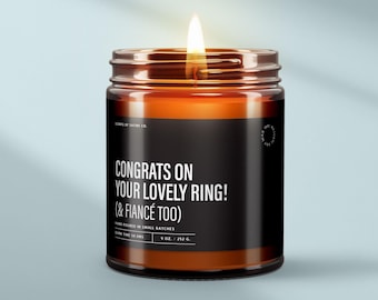 Congrats on Your Lovely Ring and Fiancée Candle Funny Engagement Gift - Engagement Candles Best Bridal Shower Gift or Table Decor | SS21