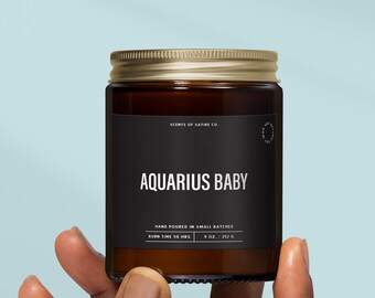 Aquarius Baby Candle, February Birthday Gifts, Funny Zodiac Candles, Aquarius Gifts, Astrology Soy Wax Candles And Home Fragrance, SS307