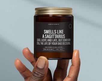 Smells Like a Sagittarius Candle, Funny Zodiac Gift, Sagittarius Gifts, Birthday Gift, Milestone Gift, Home Decor Gift, Winter Style, SS264