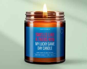Vela con el aroma de una victoria de los 76ers, vela para el día del partido de los Philadelphia 76ers, regalos de baloncesto para novio, decoración para fiestas de baloncesto, regalos para el hogar, SS221