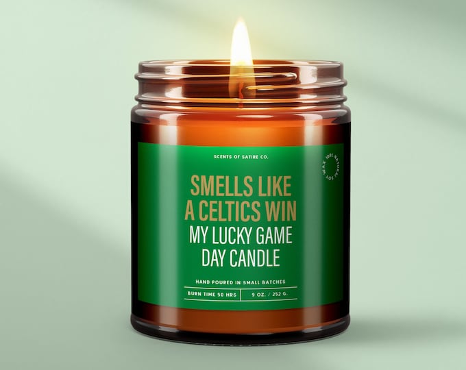 Smells Like A Celtics Win Candle - Lucky Game Day Candle For Basketball Fan - Sports Boston Candles For Him or Housewarming Gift - SS225