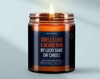 Vela con aroma a victoria de los Bears - Velas de la suerte para el día del partido de fútbol americano - Velas deportivas - Regalos para hombres - Vela de cera de soja - Regalo para aficionados de Chicago - SS179
