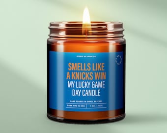 Smells Like a Knicks Win Candle Gift For New York Basketball Fan -Lucky Game Day Soy Candle Funny Sports Candle Gift For Dad - SS234