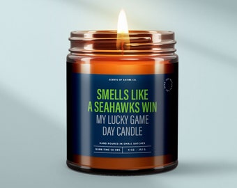 Vela con aroma a victoria de los Seahawks - El mejor regalo para el día del partido - Vela de fútbol americano - Regalos deportivos para él - Vela de la suerte para hombres - Regalo de inauguración de casa - SS205