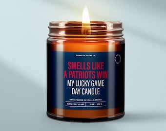 Smells Like A Patriots Win Candle Gifts For Him - Lucky Football Candle Sports Gifts For Men - Watch Party Decor or Housewarming Gift SS200