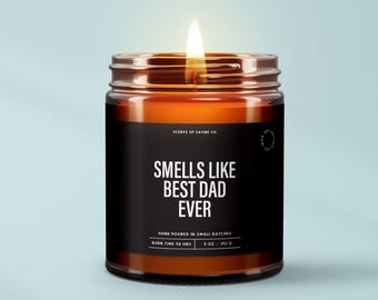 Smells Like Best Dad Ever - Happy Fathers Day Candle Unique Gift Idea For Dad or Stepdad From Daughter - Scented Handmade Soy Wax Candle