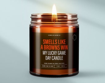 Smells Like a Browns Win Candle Sport Gifts For Him - Funny Cleveland Browns Candle Lucky Game Day Gifts - Sports Football Candle SS183