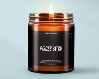 Pisces Gift, Pisces B*tch Candle, Funny Zodiac Candles, Gifts For Her, March Birthday Gift, Astrology Soy Wax Candle, Star Sign Gift, SS314