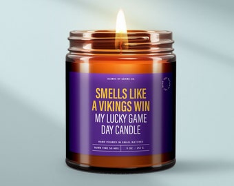 Smells Like a Vikings Win Candle - Sports Candles Best Anniversary Gifts For Him - Lucky Football Candle For Minnesota Vikings Fan - SS209
