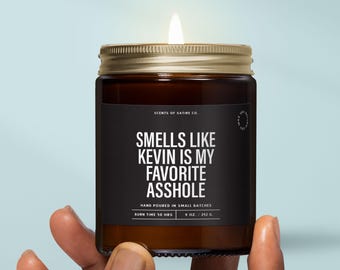 Vela con aroma a [Nombre], mi idiota favorito. Regalos personalizados para el hogar - Vela divertida de cera de soja para cumpleaños - Vela vertida a mano - SS331