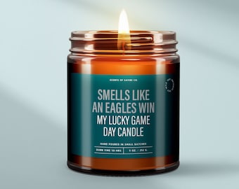 Smells Like An Eagles Win Candle - Lucky Game Day Candle For Football Coach Philadelphia Watch Party Decor For Men - Sports Candle SS192