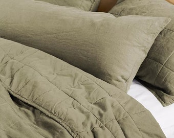 Manta de edredón de lino lavado, ropa de cama de lino suavizada, tamaño personalizado, fundas de manta, mantas de lino, colcha acolchada en muchos colores