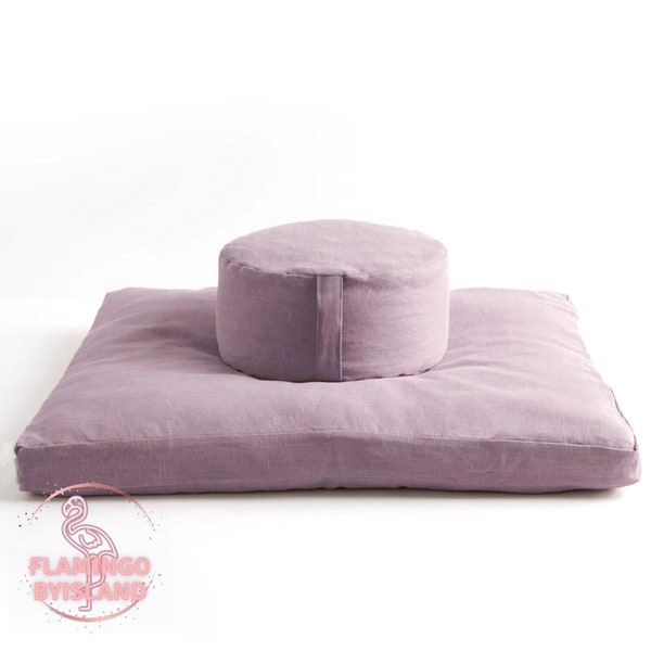 Meditation Zafu & Zabuton Set, Yoga Meditation Cushion, Linen Yoga Pillowcase, Floor Cushion, Linen Seat Cushion, Custom sizes, ONLY COVER!