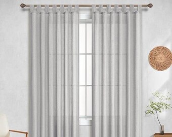 Cortinas transparentes de lino extra anchas, panel de cortina de lino puro, ventana de cortinas de café con cortina de lino simple, cortina personalizada, cortina de ventana de lino