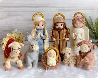 Amigurumi Nativity Set, Nativity Set: Joseph, Mary, and Baby Jesus, Holy Family Nativity Scene, Blessed Mother Doll, Christmas Gift