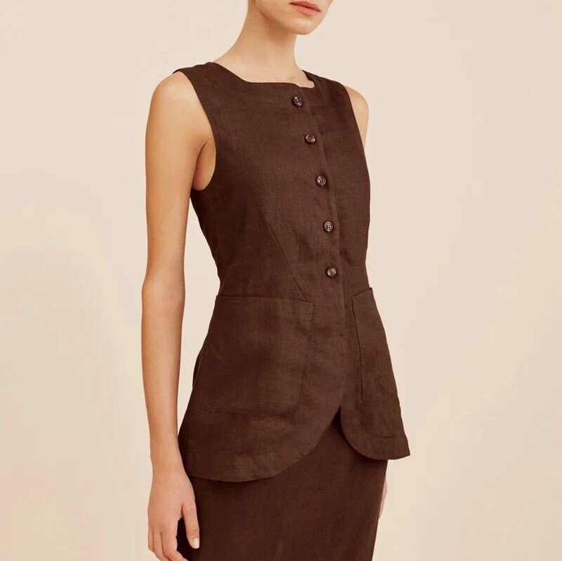 Cotton and Linen Vest Skirt Set main image 0