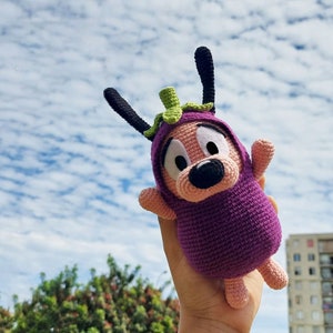Courage Eggplant Crochet, Courage the Cowardly Dog Amigurumi, Dog Doll Courage the Cowardly Dog, Gifts For Kids, Handmade Gifts