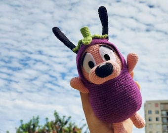 Courage Eggplant Crochet, Courage the Cowardly Dog Amigurumi, Dog Doll Courage the Cowardly Dog, Gifts For Kids, Handmade Gifts