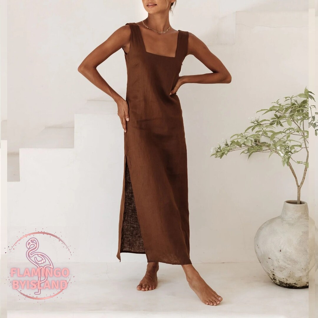 open lace back dress Amazing Off Shoulder Linen Dress,Maternity Dress, Plus Size Dress,Maxi Dress ,Party wear fancy dress,Gift for her. at Amazon Women's Clothing store main image 1