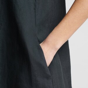 Mini V-neck Dress, Sleeveless Linen Dress With Pockets, Organic Linen Dress, Summer Linen Dress ...