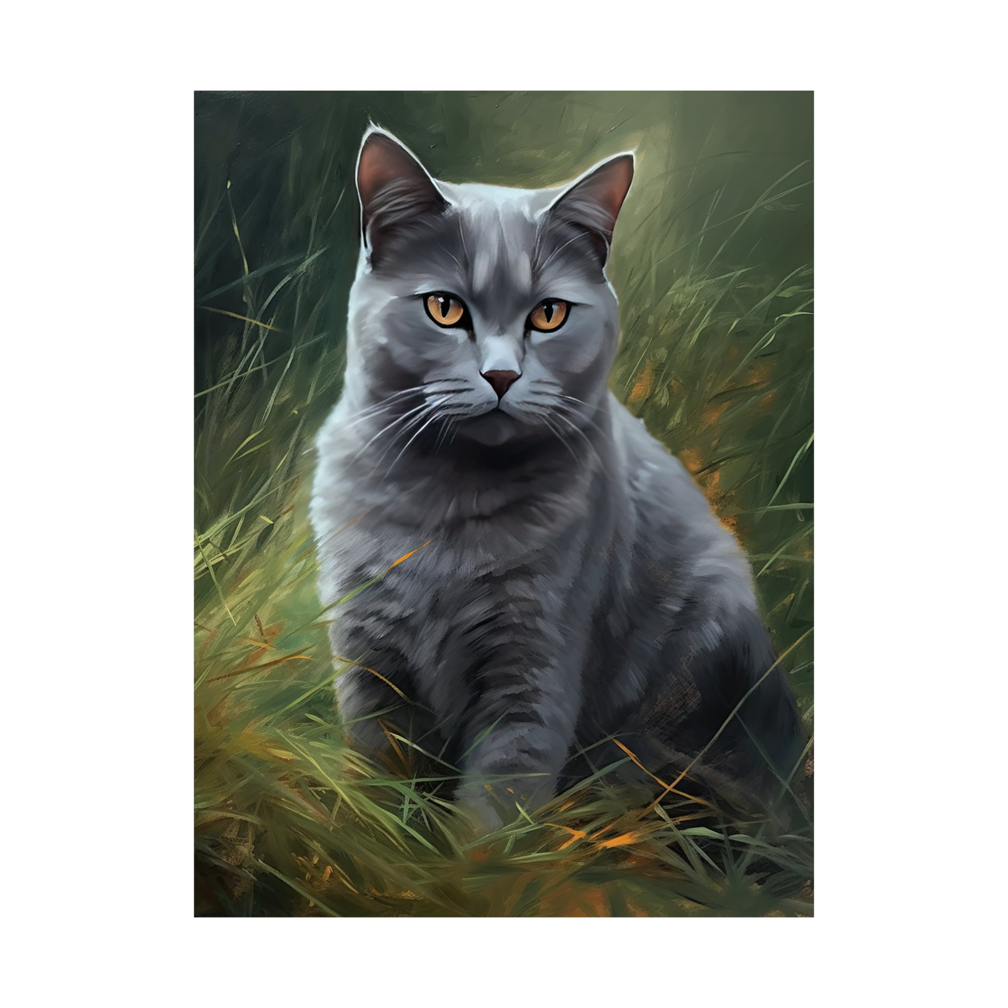 原画「シャルトリューのお買い物」フランス/パリ/雑貨/猫
